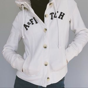 Abercrombie and fitch white fleece jacket